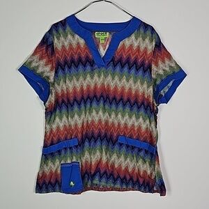 Crocs large multicolored medical aparal short sleeve scrub shirt